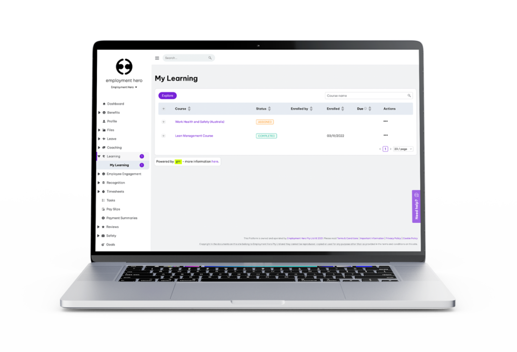 Employment Hero's My Learning Feature