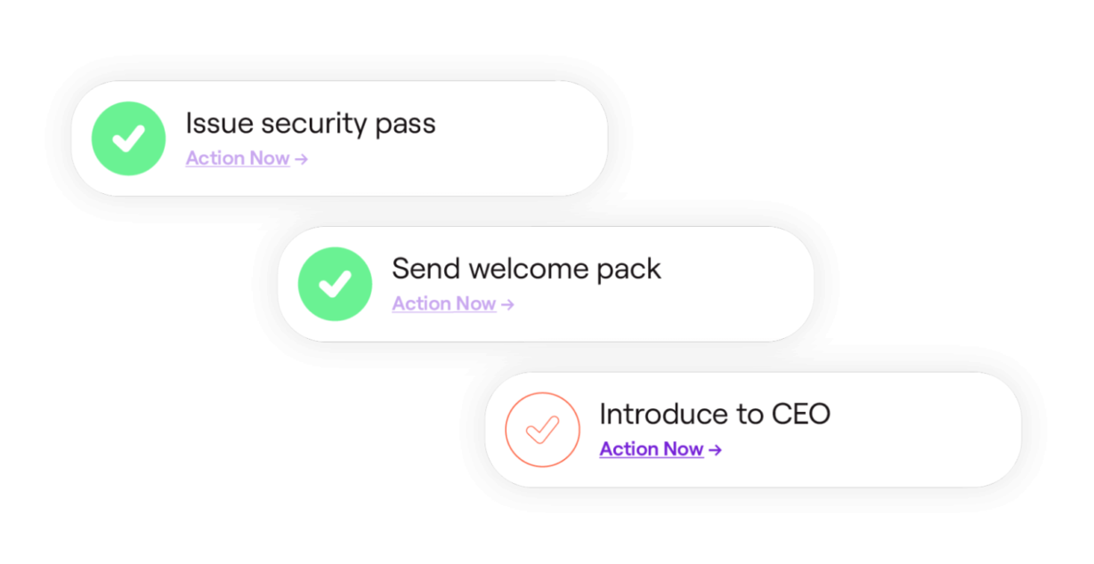 Screenshot of central onboarding process