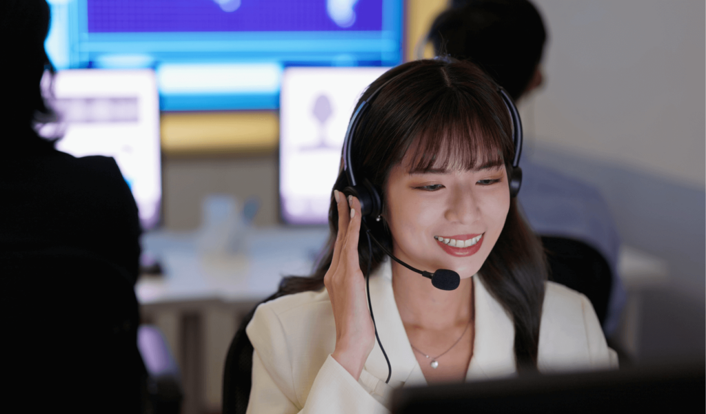 a woman working at a call center 