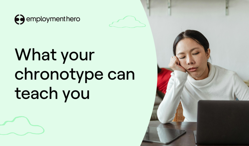 Lead image showing a woman sitting dozing at her desk, with the subtitle 'What your chronotype can teach you'