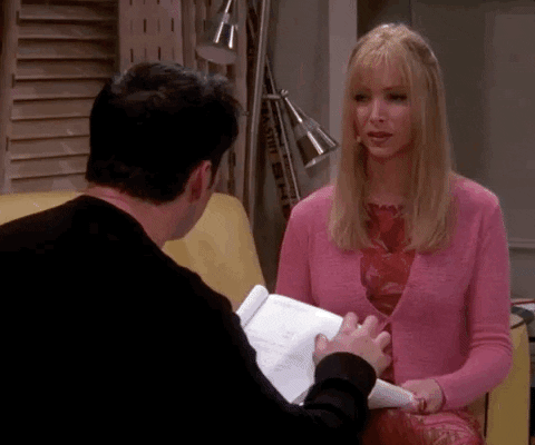 Phoebe and Joey practicing script