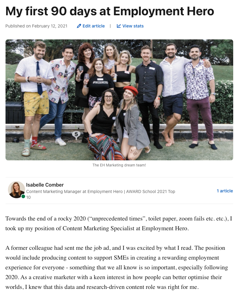 Screenshot of LinkedIn Blog