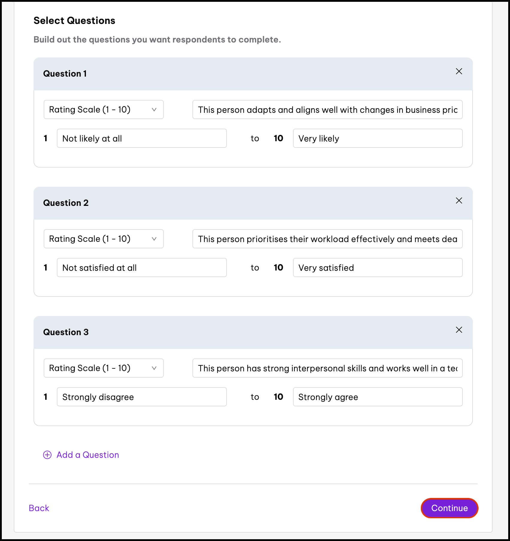 360 degree reviews - questions 