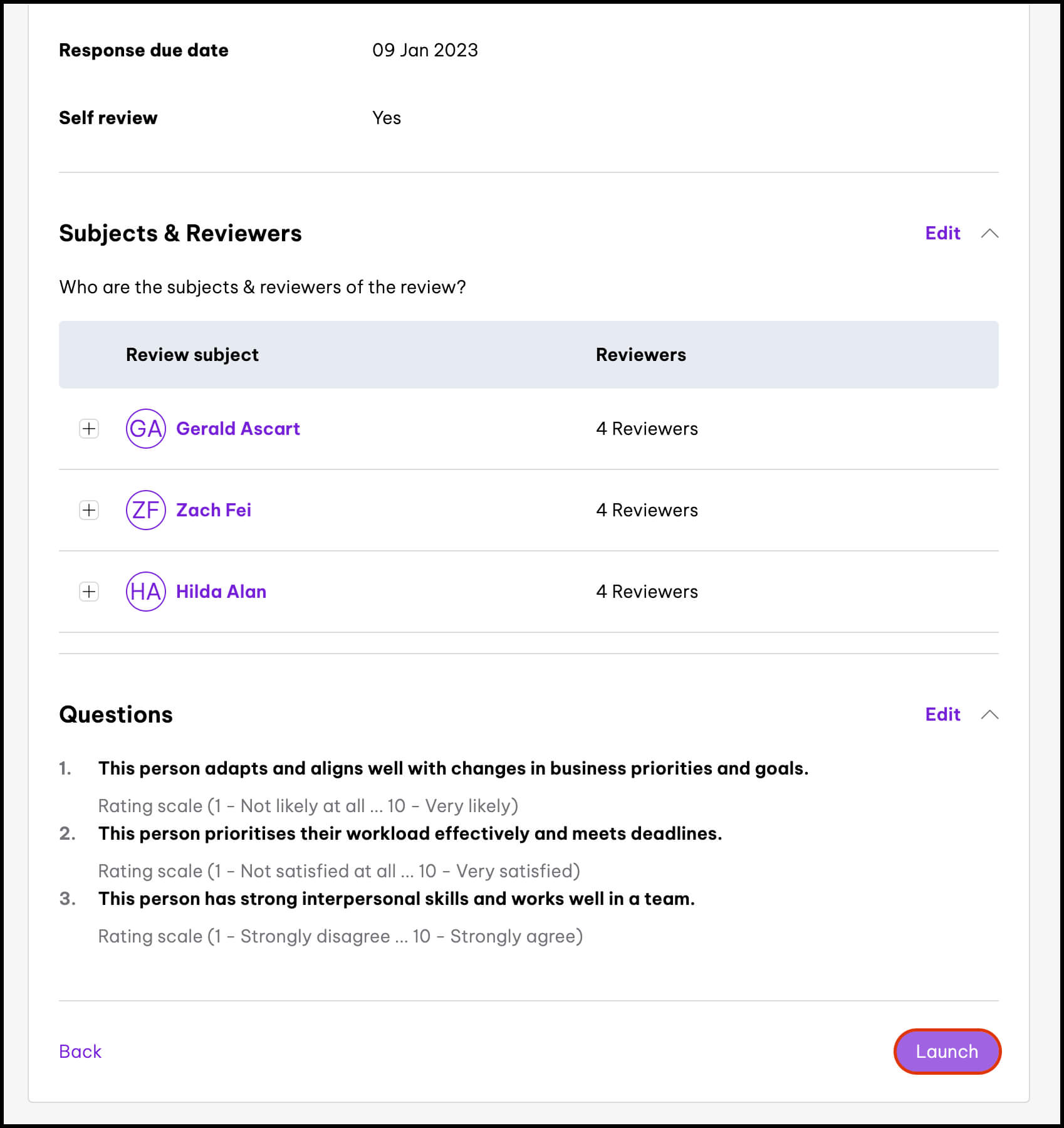 360 degree feedback - launch 
