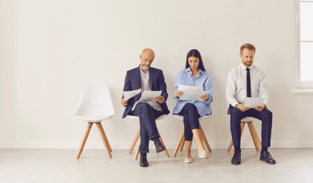 job candidates waiting for their turn for an interview