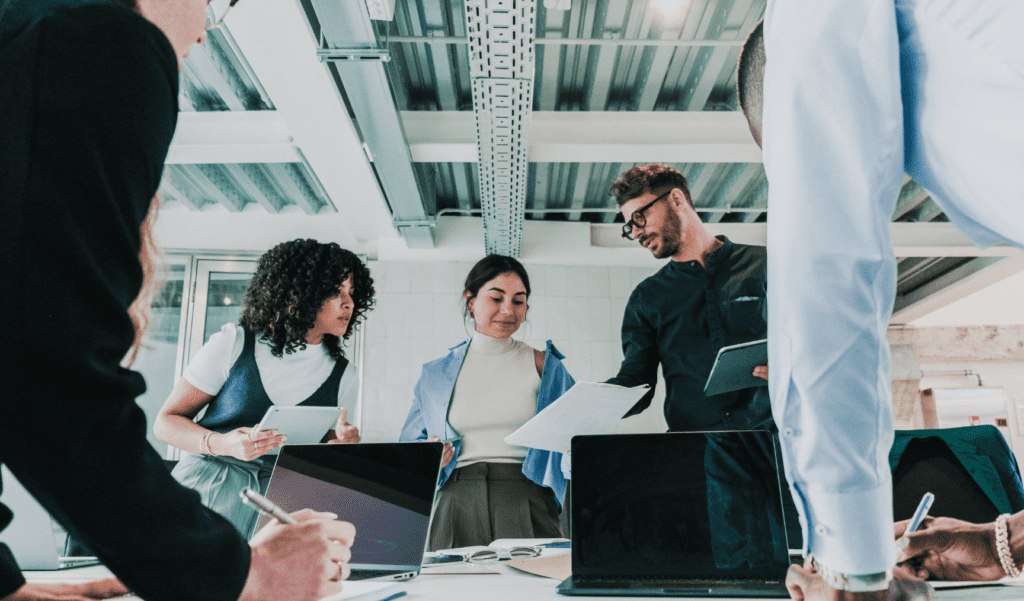 a group of colleagues working together