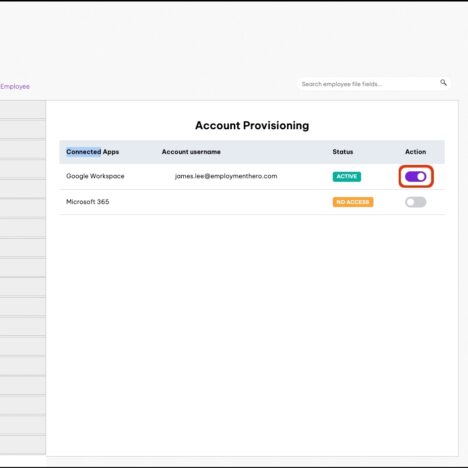 Employment Hero platform - Google Workspace integration provisioning tab