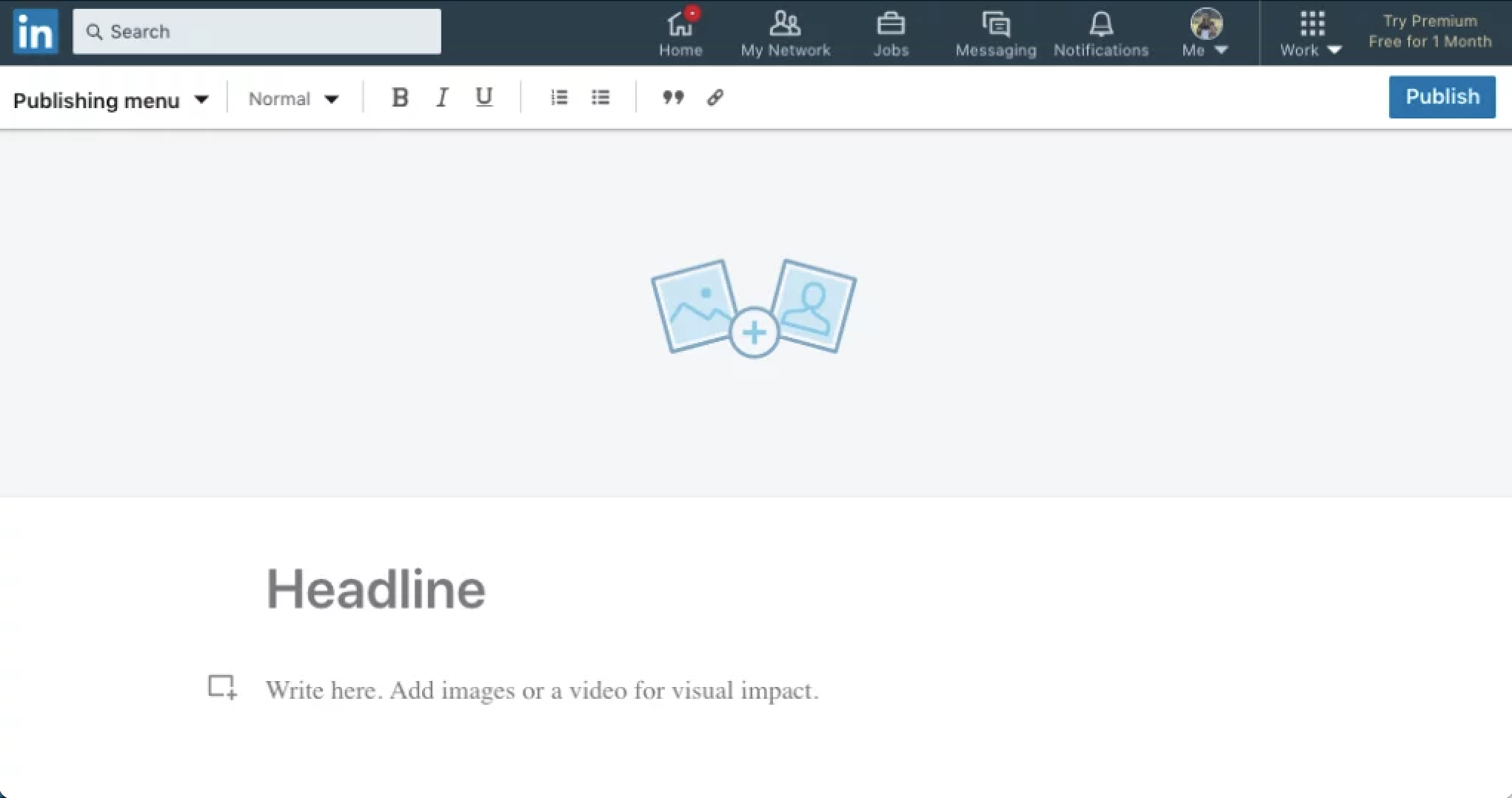 LinkedIn Author screen view