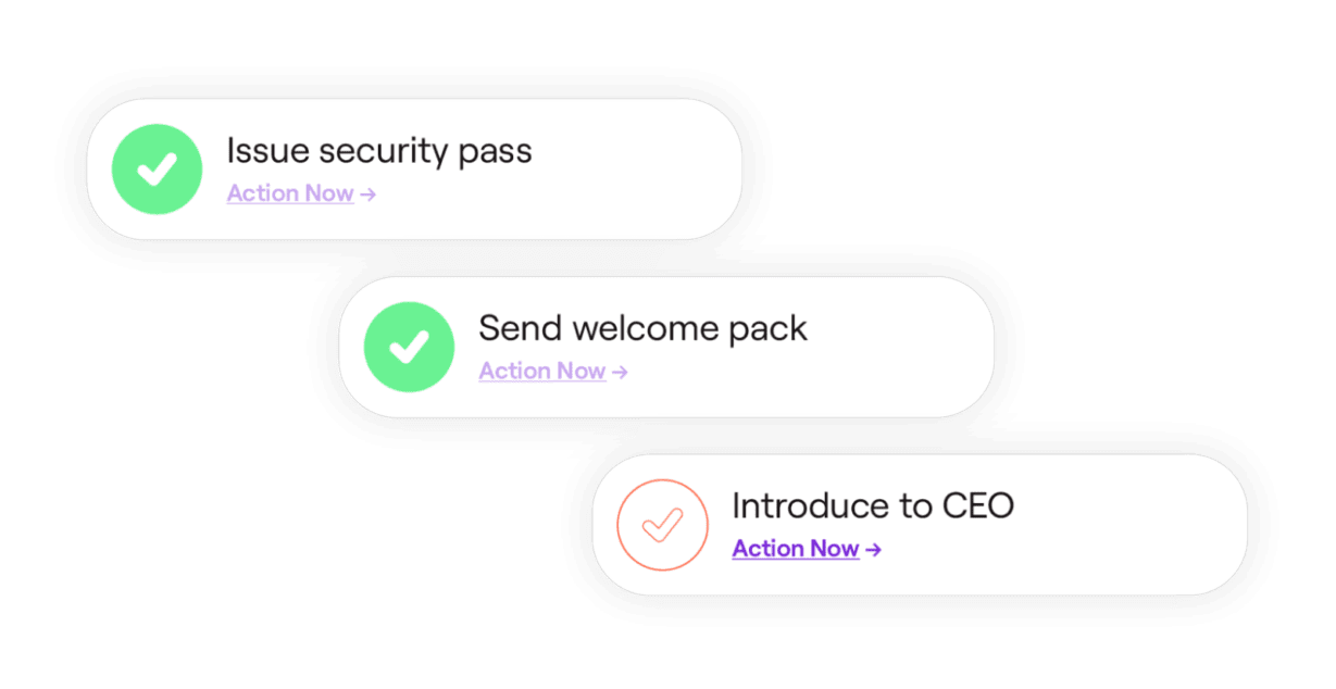 Screenshot of central onboarding checklist