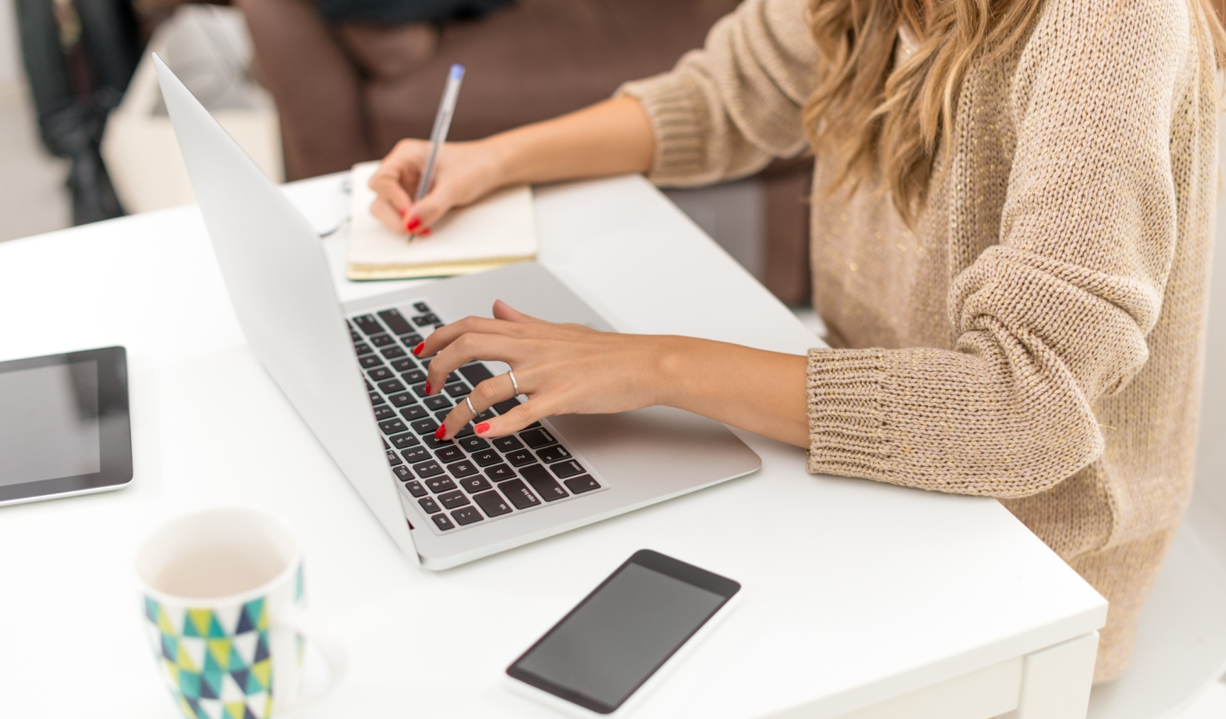 woman typing on keyboard