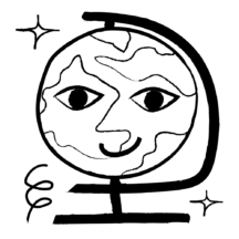 A globe with a smiling face