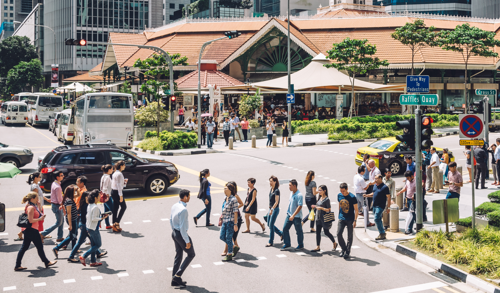 CBD office workers crossing the road