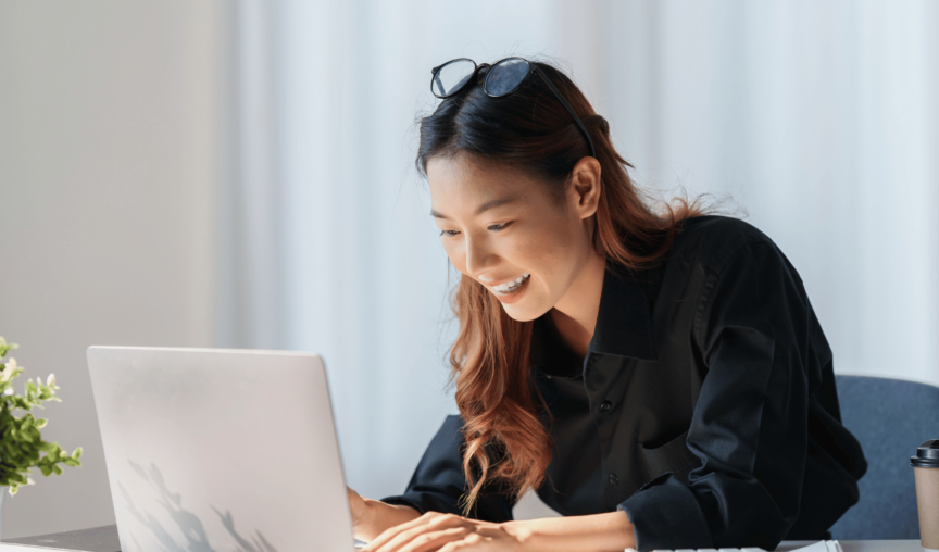 image of a woman looking at the product update jan 2024