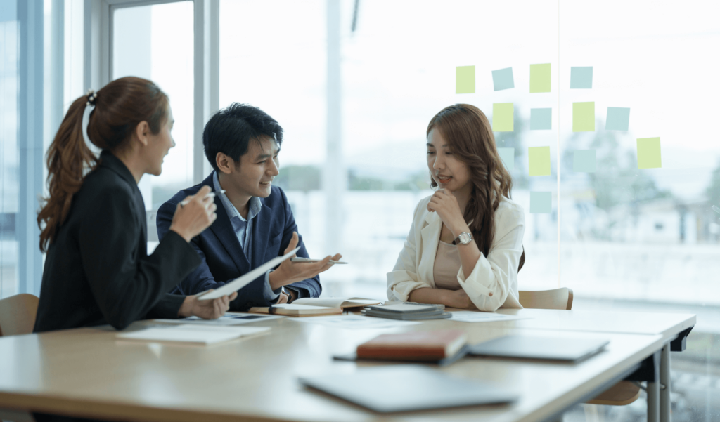 a group of colleagues working together