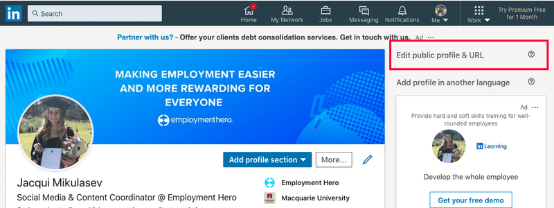 How to edit LinkedIn profile URL