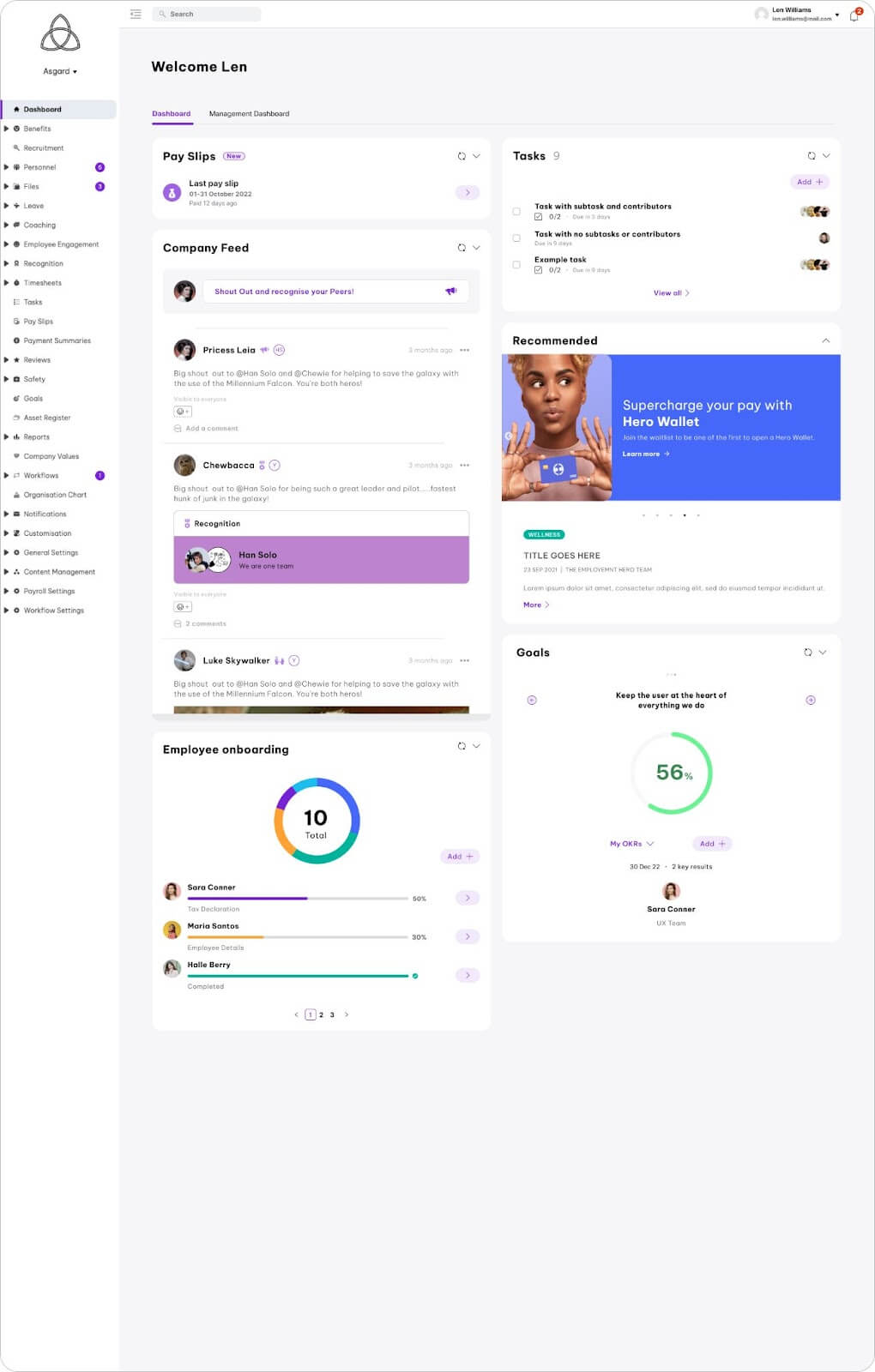 new UI of Employment Hero
