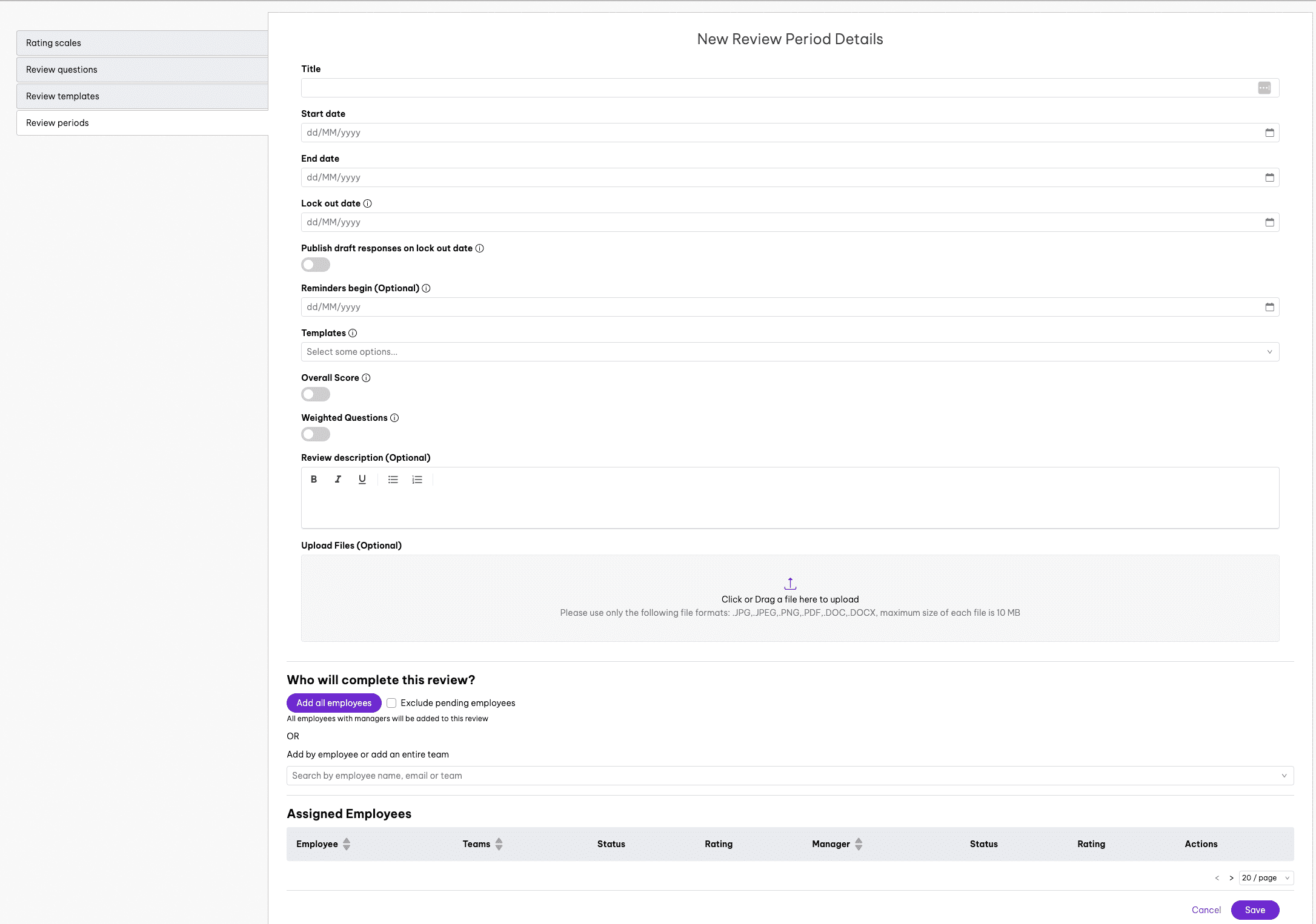 document to performance review