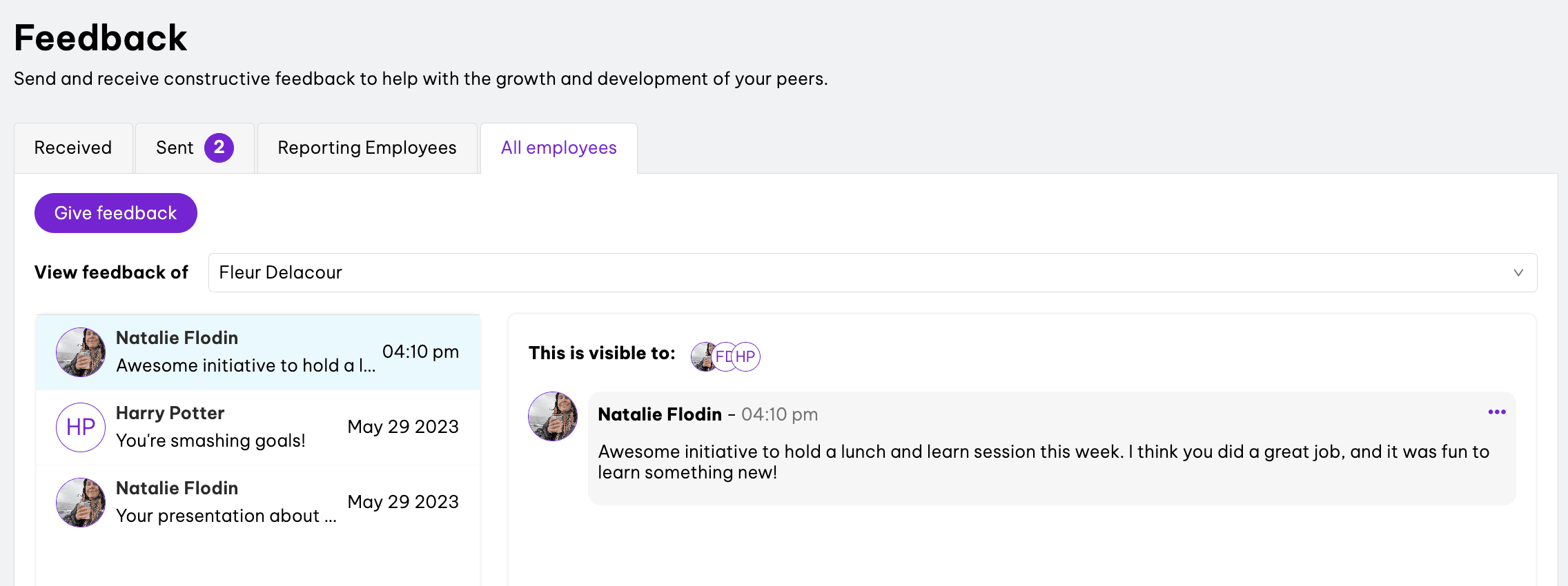 centralised feedback