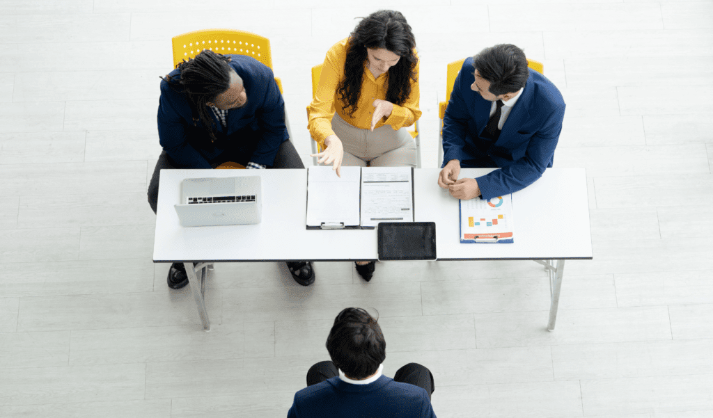 a job applicant having a panel interview