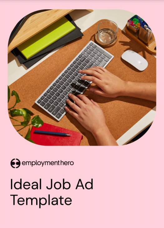Screenshot of Ideal Job Template featuring an image of hands over a keyeboard