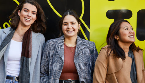 three women smiling