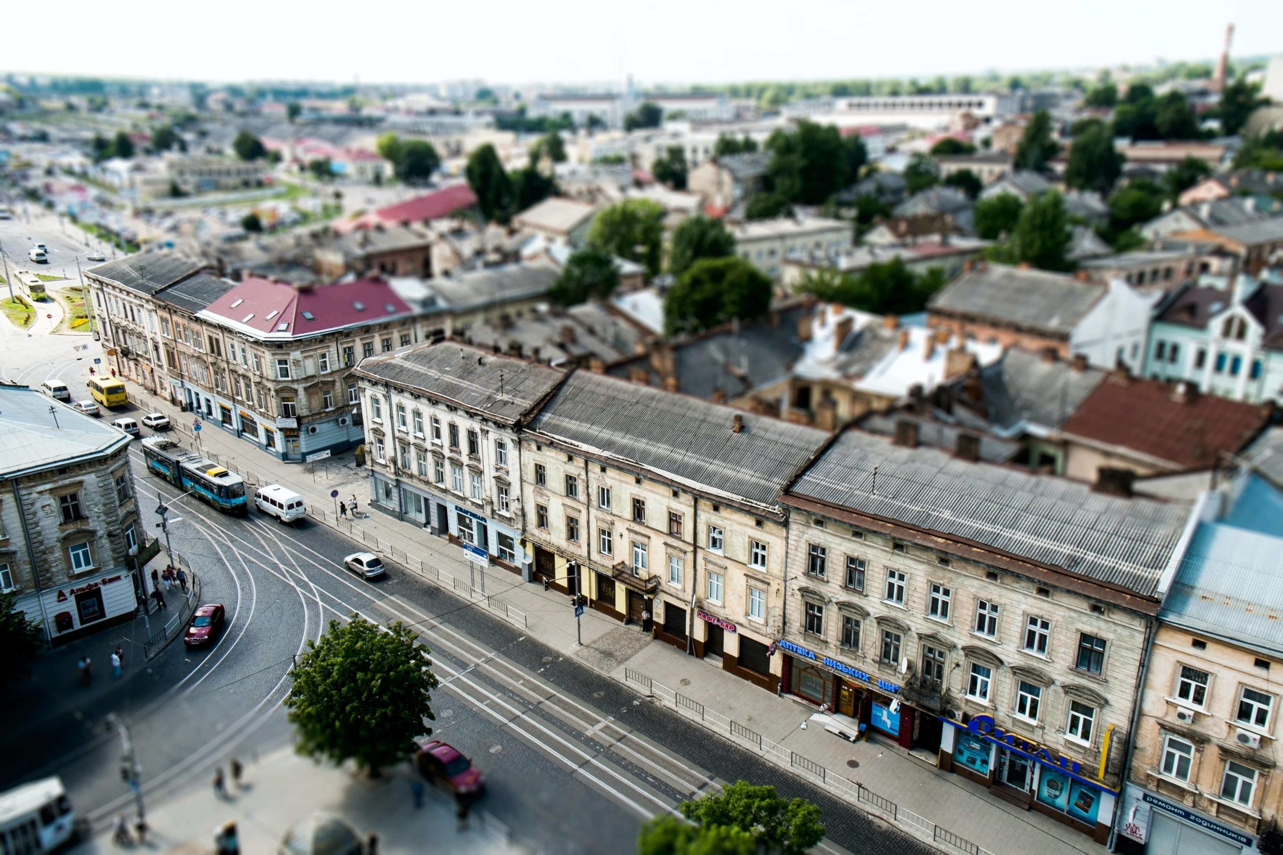 British high street from above