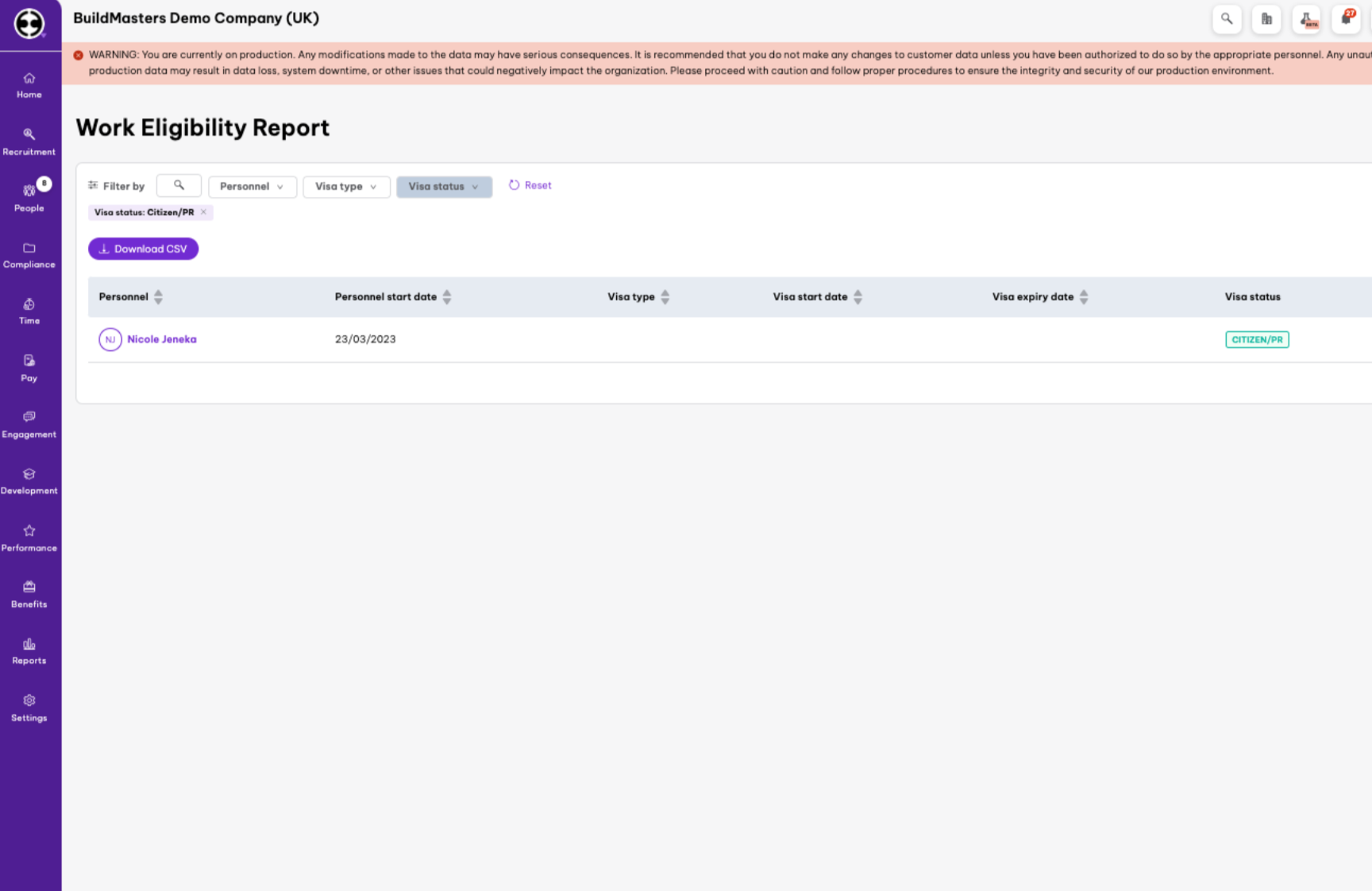 Workers Eligibilty report